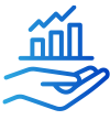 Icon of hand holding a bar graph.