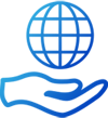 Icon of a hand holding a globe representing our purpose.